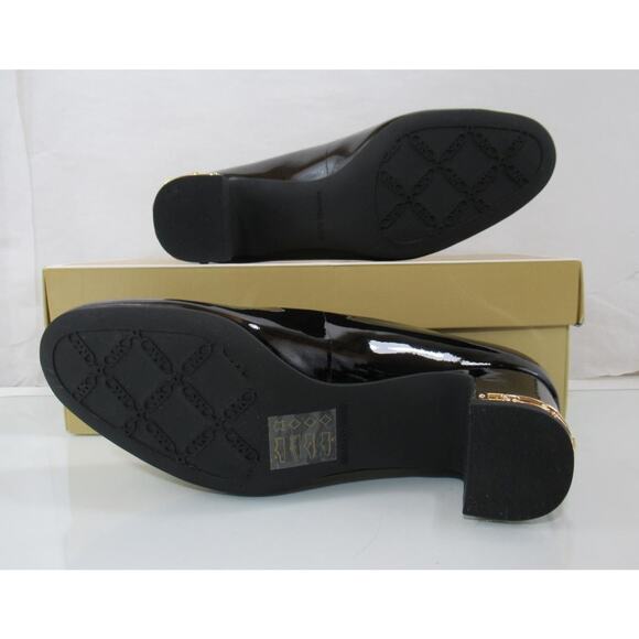 Michael Kors June Flex Mid Pump Block Heel MK Logo Black Patent Size 7.5 - Picture 7 of 10